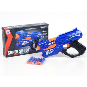 Super Shoot kék szivacslövő fegyver 6db tölténnyel