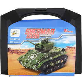 Sherman tank modell fém építőjáték 287db-os szett bőröndben