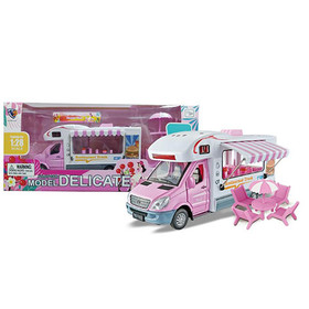 Hátrahúzós Pink Food Truck kisautó funkcióval 1/28
