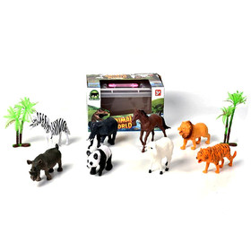 Afrikai állatok játékszett pálmafákkal